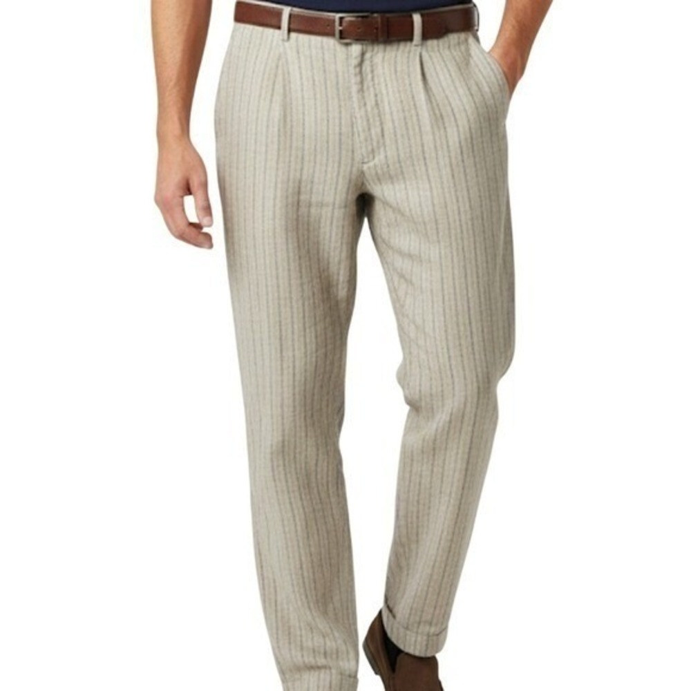 Vintage Structure Le Collezioni 90s Mens Linen Pleated Pinstripe Trousers 36R XL